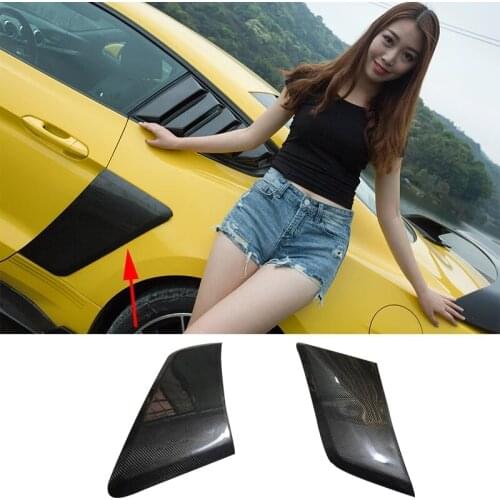 1 set of 2015-2019 Ford Mustang Coupe 2-door sports car black carbon fiber rear bumper trim side trim