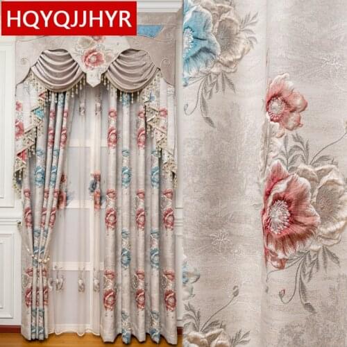 Top Luxury 3D Jacquard Full Blackout Curtains For Bedroom High-Quality Customized French Window Curtains For Living Room