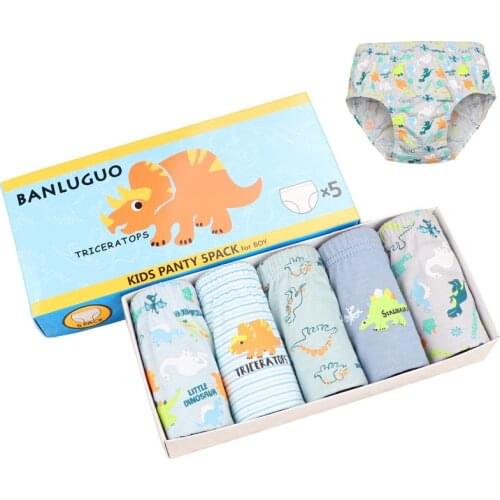 5pcs Animal Dinosaur Boys Underwear Panties Cotton Cartoon Briefs Stretchy Child Clothes 3 4 5 6 7 8 9 10 Year Old OBU203116