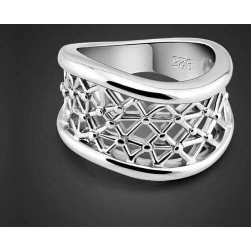 High Quality Fashion 100% 925 Sterling Silver Wave Ring Solid Pure Silver Exaggerated Wide15MM Ring For Woman Jewelry Gift