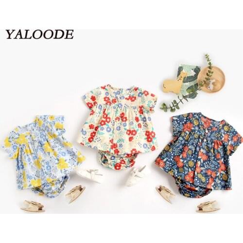 YALOODE Newborn Baby Girls Clothes Sleeveless Dress+PP Pants 2Pcs Outfits Set Floral Print Girl Clothing Sets Summer Sunsuit