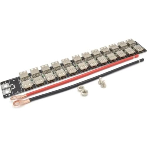 4.8-5.2V USB Charger 24-Port Fast Charging Socket Power Supply Board Double-Row Layout With 12AWG Silicone Wire