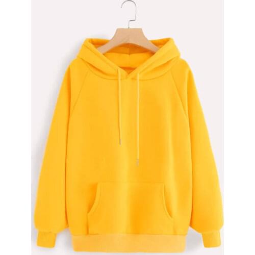 Yellow Hoodie Sweatshirts Womens Kawaii Style Hoodie Sweatshirt Hooded Pullover with Pocket Streetwear Hip-hop Hoodies 2020