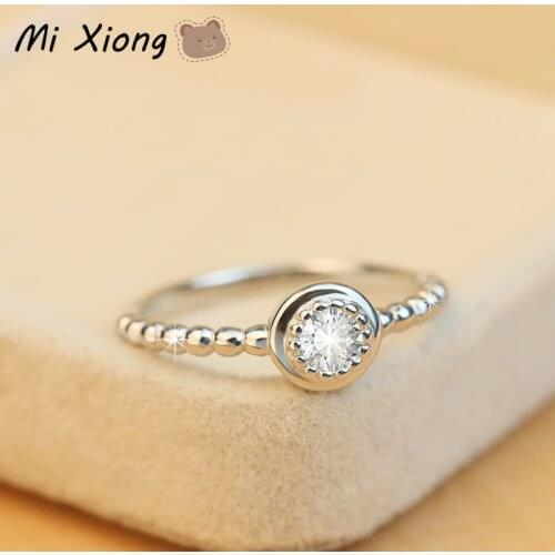 Mi Xiong womens rings couple 925 sterling silver designer exquisite luxury diamond round beads cute charm ladies brand jewelry