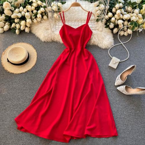 2021 Spring Temperament Fashion New French Vestidos Feminine Strapless Open Back Slim Slimming Midi Dress C466