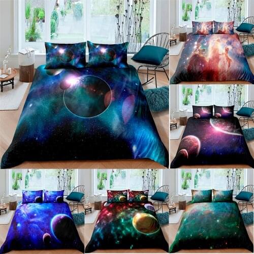 Starry Planet Fantasy 3D Bedding Set Luxury Comforter Queen Single Double King Size 2/3PCS Duvet Cover Sets Quilt Pillowcase Bed