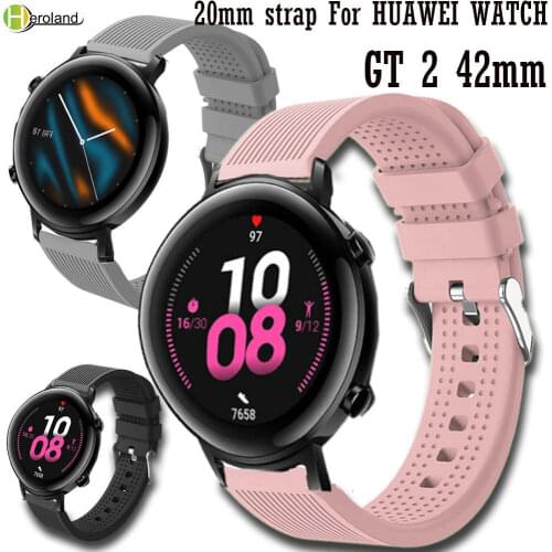 20mm WatchStrap Silicone For HUAWEI WATCH GT 2 42mm Smart watch Bracelet Sport Replacement wrist band For Huami Amazfit GTR 42mm