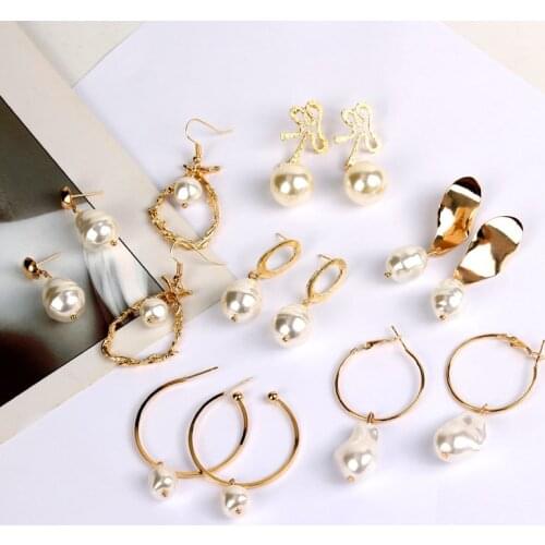 2019 Fashion Temperament Irregular Earrings Geometric Earrings Pearl Earrings For Women Girls Charm Earring Jewelry Gift