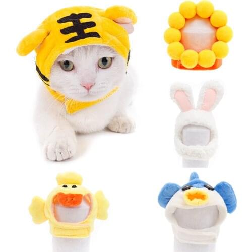 2021 Cute Cartoon Animals Shape Cat Headgear New Year Christmas Hat for Dogs Cosplay Party Pet Costume Accessories for Small Dog