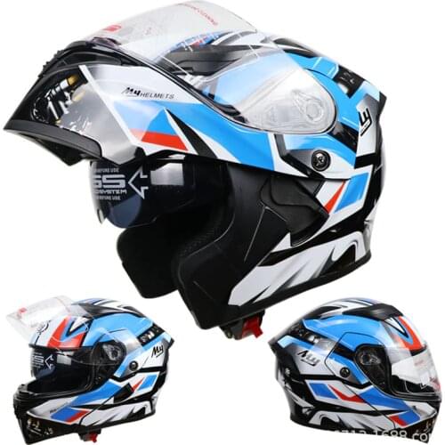 2021 Latest Motorcycle Flip Up Helmet Safety Double Lens DOT Moto Motorbike Helmet with Inner Sun Visor Helmets