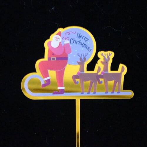 2021 Merry Christmas Acrylic Cake Topper Novelty Santa is Everywhere Cake Topper For Christmas Xmas Decor Party Cake Decorations