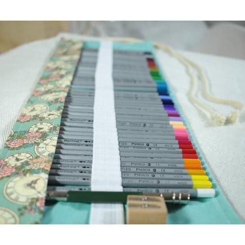 24/36/48 Watercolor Pencils Colorful Artpack;Roller Pencil Case Roll Pouch Pocket Package with Eraser,Sharpner and Extender