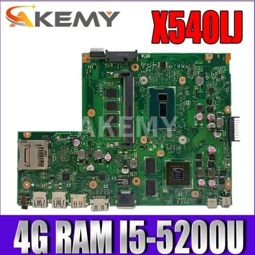 Akemy X540LJ Laptop motherboard For Asus X540LJ X540L F540L X540 Test original mainboard 4G-RAM I5-5200U GT920M
