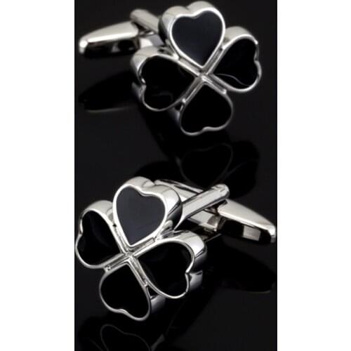 Free shipping, high quality mens luxury shirt cuff black clover cufflinks master design to create brand jewelry buttons
