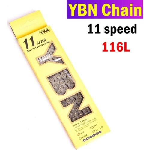 YBN Bike Chains MTB Mountain Road Bike Chians 11 Speed Hollow Bicycle Chain 116 Links Silver S11S with missinglink for M7000 XT