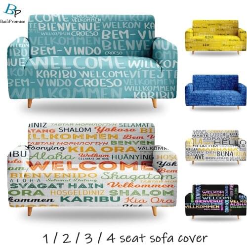 3D Print Elastic Couch English Alphabet Sofa Cover For Living Room Bedroom Decor Home Custom Modern 1/2/3/4-seater Slipcover