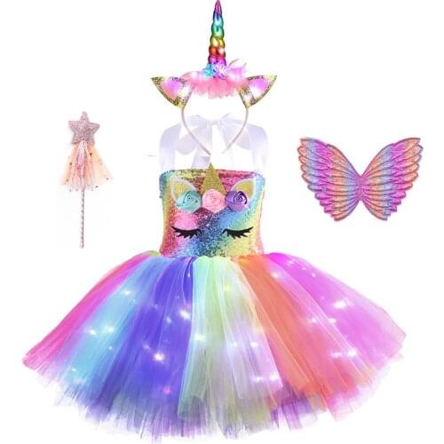 Kids Girls Led Unicorn Costume Boys Animal Cosplay Costumes Child Party Dress Anime Mascot Carnival Halloween Costum