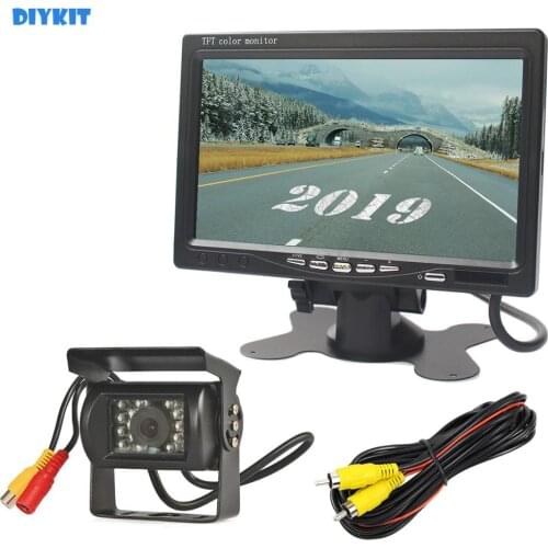 DIYKIT 7" Rear View Car Monitor IR Night Vision Waterproof CCD Backup Car Camera for Buses Trucks Heavy Equipent Vehicles