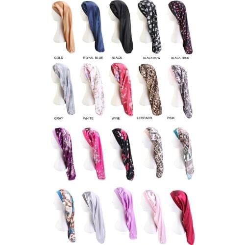 Long Satin Bonnet Sleep Hair Cap with Band Long Hair Care Bonnet Night Sleep Cap For Women Chemo Cap Hair Styling Accessories