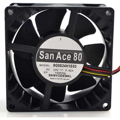FOR Sanyo 9G0824H1E03 8038 24V 0.42A 3 line cooling fan