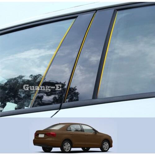 For Volkswagen VW Jetta 2013-2019 Car PC Material Pillar Post Cover Door Trim Window Piano Black Molding Sticker Plate
