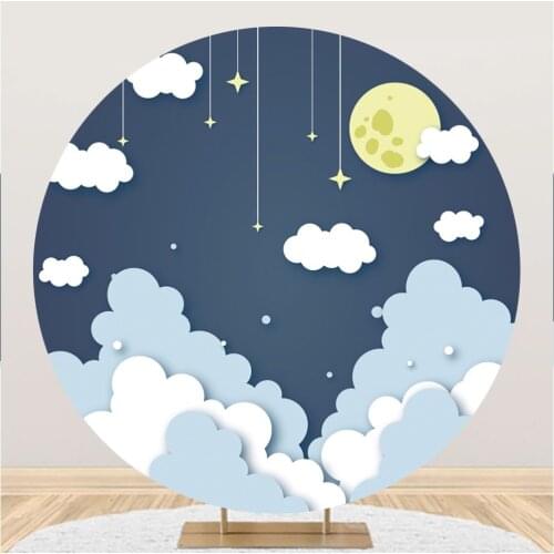 Blue Good Night Baby Children Birthday Party Backgrounds Baby Shower Cloud Photography Photo Banner Round Booth Backdrop