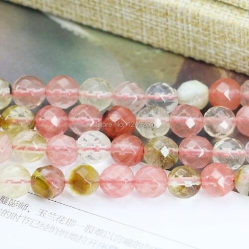 8mm Pink&Black Watermelon Tourmaline Round Beads Accessories Craft Loose Bead Stone For Necklace Bracelet Faceted Jewelry Making