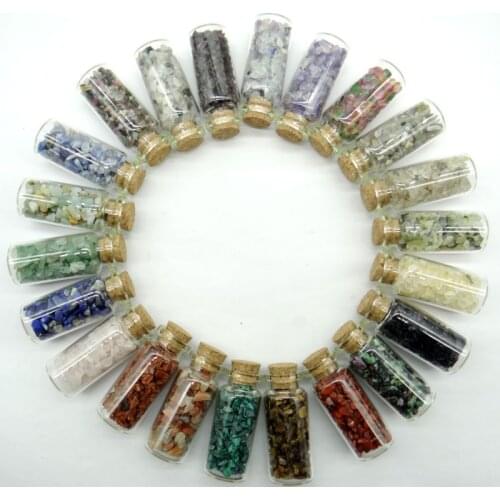 53*22m Natural Glass Wishing Bottles Chip Stones Quartz crystal aventurine Decoration pendant for diy Jewelry making Accessories