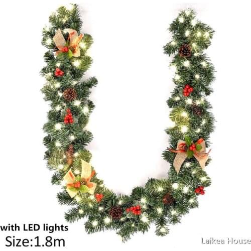 1.8M Christmas Decoration Bar Tops Ribbon Garland Navidad New Year Tree Ornaments Green Tree Cane Tinsel Party Xmas Supplies