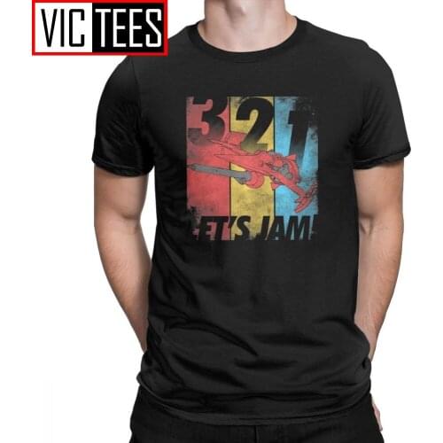 Lets Jam Cowboy Bebop T-Shirt Men 100% Cotton T Shirt Space Anime Spike Japanese Manga Jet Faye Short Sleeve Tees Clothing