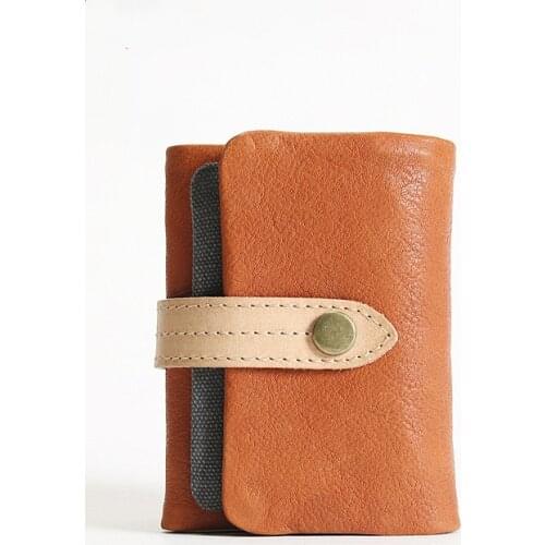 Unisex Genuine Leather 3 Short Folder Small Wallet Handmade Purse