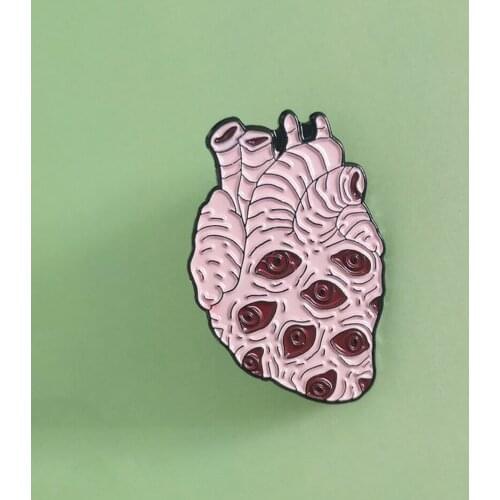 Multiple Eye Anatomical Heart Halloween Party Hardcore Punk Special-interest Bloodiness Brooch Badges Button Enamel Lapel Pins