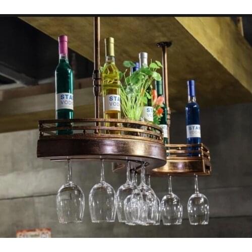 Bar wine rack wine glass rack hanging wine rack decoration creative high wine bottle cup rack upside down home