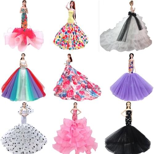 NK 2020 Newest Doll Dress Beautiful Full Lace Dress Top Fashion Party Outfit Mermaid Skirt For Barbie Doll Accessories JJ