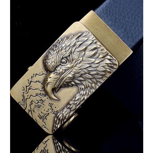 2020 New Fashion cow genuine leather luxury strap male belts for men classice vintage Metal lock catch High Quality black