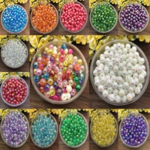 A new round of DIY crystal bright pearl glass and seed spacer jewelry 6mm (100psc)