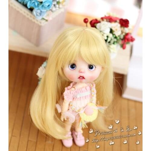 BJD doll wig suitable for 1/8 size and OB11 doll fashion wig long hair girl slightly curly sideburns high temperature silk