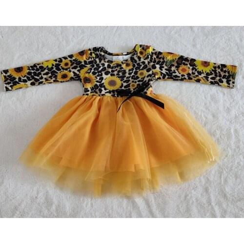 Whole Thanksgiving Leopard pumpkin dress baby girls fashionable Gauze tutu dress children wholesale infant boutique clothes