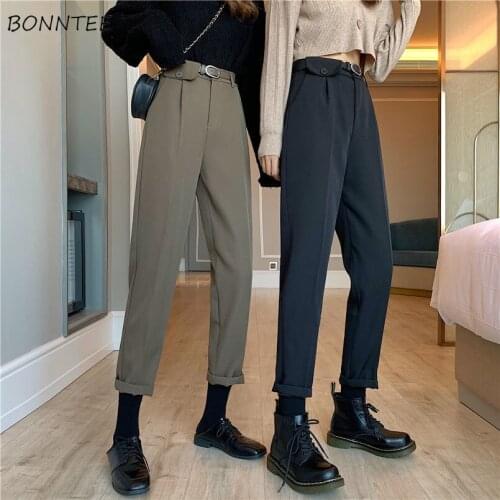 Casual Pants Womens Simple Ankle-length Solid Unisex Hipster Vintage Comfort Fashionable All-match Students Autumn Newest Friend