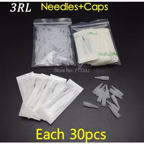 3R*30pcs Profession Sterilized Permanent Makeup Needles With Tips Nozzles
