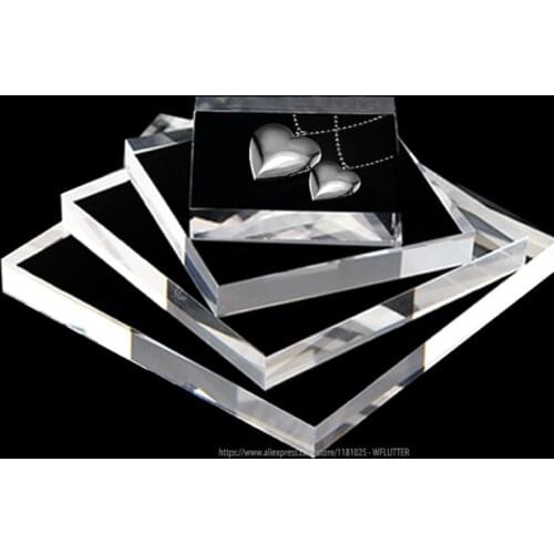 Customized Clear Square Acrylic Jewelry Tray Bracelet Holder Necklace Display Flat Ring Organizer Earring Stand 15mm thickness