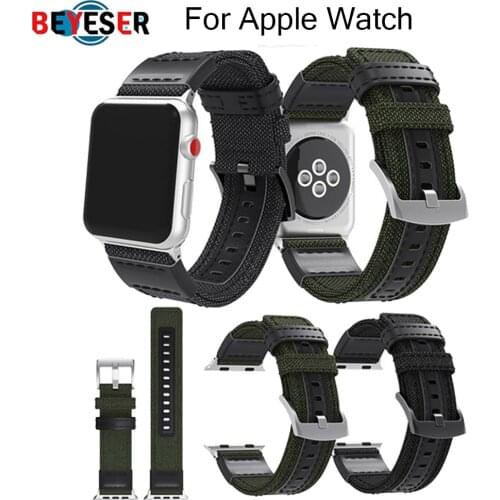 New Woven Nylon +Canvas Loop Band For Apple Watch Series 1 2 3 4 5 bracelet with buckle Watchband 38mm 40mm 42mm 44mm Strap Belt