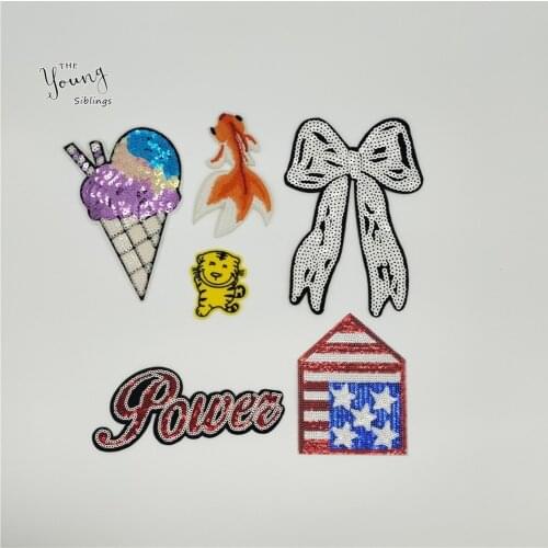 Mixture Sequins Patches DIY Ice cream Bowknot Badges Embroidery Repair Patch Applique Ironing Clothing Sewing Supplies Decor