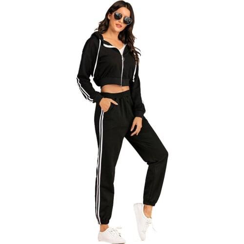 Sweatpants Suit Hooded Sweater + Trousers Two-Piece Suit African Casual Womens 2021 Fall Fashion Black Slim African Clothing