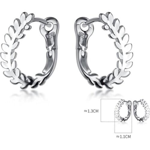 High Quality 925 Sterling Silver Rotating Leaves Hoop Earrings For Women Plant Ear Silver Jewelry Wholesale Gift