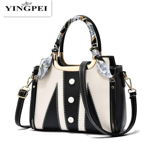 Women Handbag Totes Bags for Women Messenger Bag Purses and Handbags Leather Top Hand Bag Patchwork High Quality Black Gifts