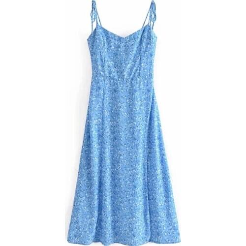 Summer Tie-string Dresses Slit split Sundresses Back Elastic Tether lacing Vestido Women holiday vintage floral Tube Top Dress