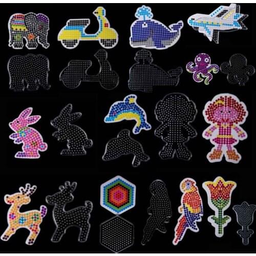 1 pieces 5mm Hama Beads Template With Color Paper Plastic Stencil Jigsaw Perler Diy Transparent Shape Puzzle Pegboard