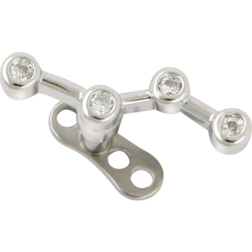 JHJT 1PC Dermal Anchor Top with Base Micro Dermal Piercings Skin Diver Crystal Gem Surface Piercings Implants Sexy Jewelry