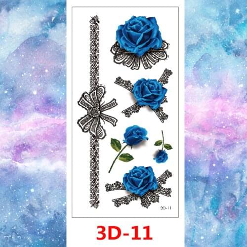10PCS Rose Transfer FakeTemporary Waterproof Tattoo Sticker Flower For Women Rose Girls Tattoos Adults Kids